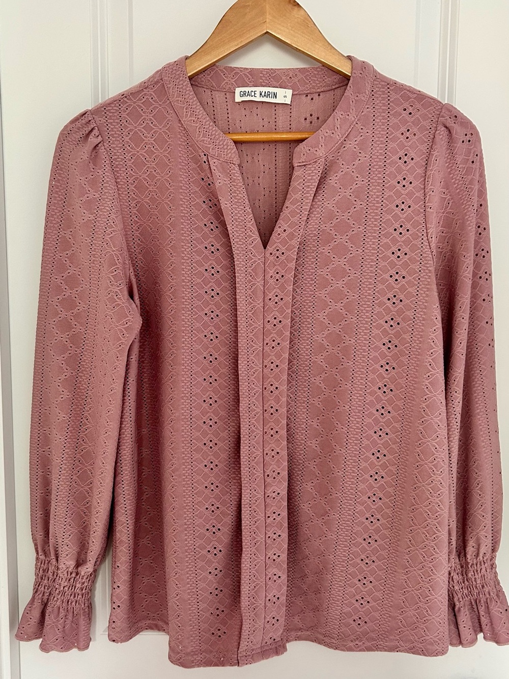 Grace Karin Rose Eyelet Peasant Blouse